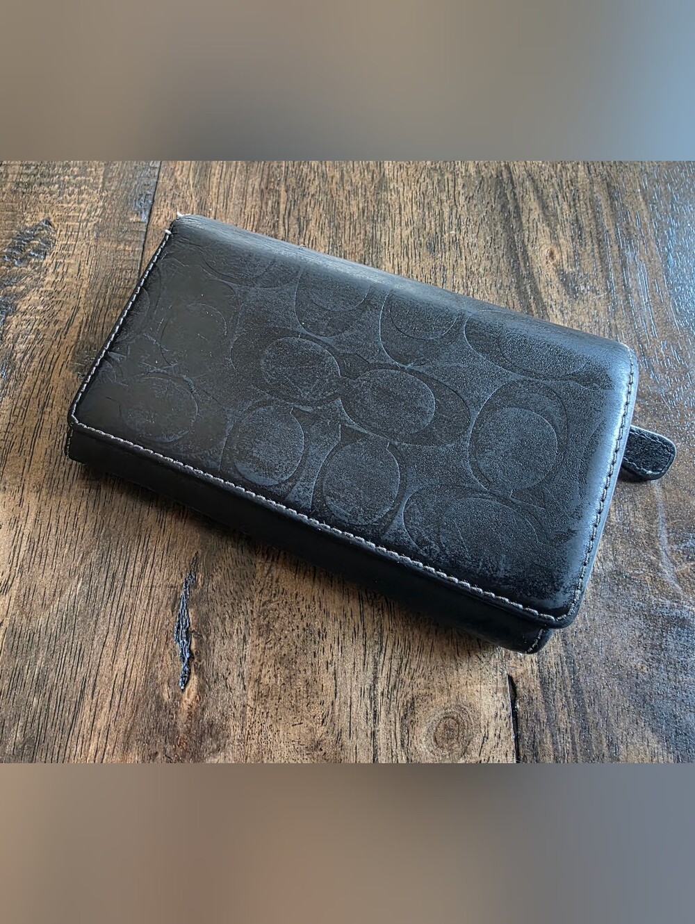 COACH Vintage Black Embossed Leather Wallet